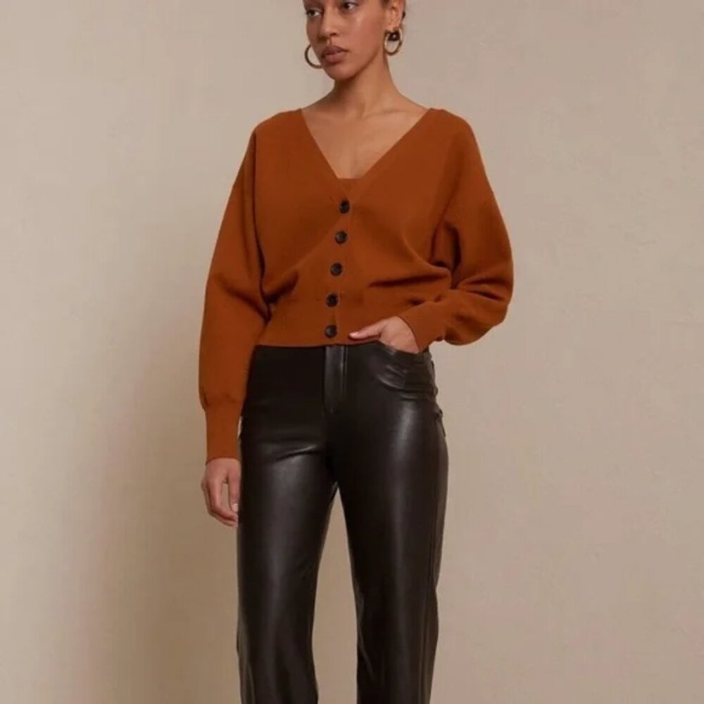 A.L.C. Womens XS Button Cardigan Sweater Peters II Allspice Burnt Orange V-neck